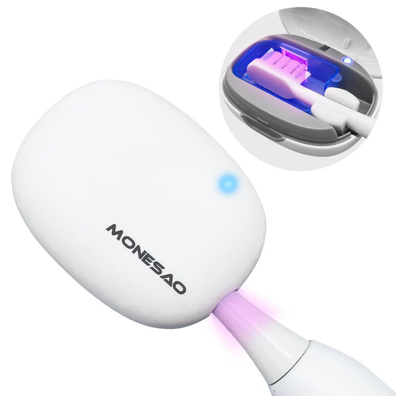 MONESAO Toothbrush Case, Portable Mini Toothbrush Covers with Holder, Rechargeable Travel Home Toothbrush Sanitizer And Holder, Sterilizer Cleaner Case for All Electric & Manual Toothbrushes (White) - BeesActive Australia