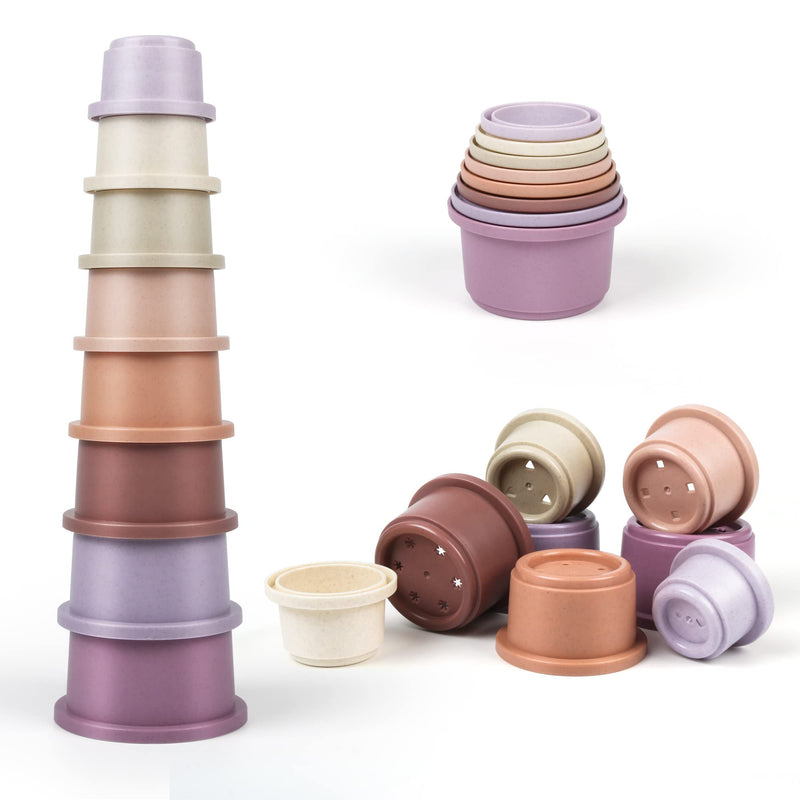 Baby Stacking Toy Cups,Toddler Stackble Bath Toy for 1-3,Nesting Cups Pool Toys for 6-12 Months Infant,Kids Early Educational Montessori Gift for 2-4 Years Old Boys Girls Petal - BeesActive Australia