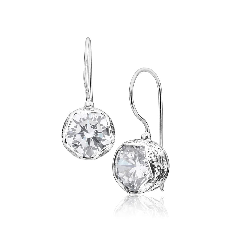 925 Sterling Silver Earrings With 2 White Round Cubic Zirconia, 10MM Bezel, Impressive Bling Effect Hypoallergenic, Nickel and Lead-free, Artisan Handcrafted Designer, French Wire Back, Made In Israel - BeesActive Australia