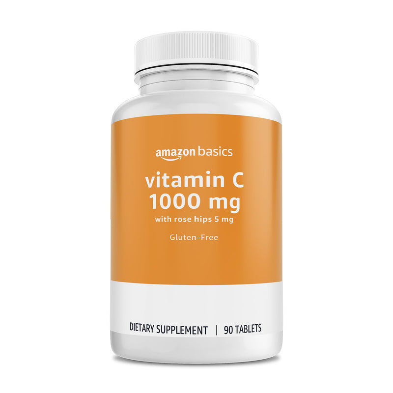 Amazon Basics - Vitamin C, 1000 mg with Rose Hips 5mg, 90 tablets (1 per serving), Gluten Free 90 Count (Pack of 1) - BeesActive Australia