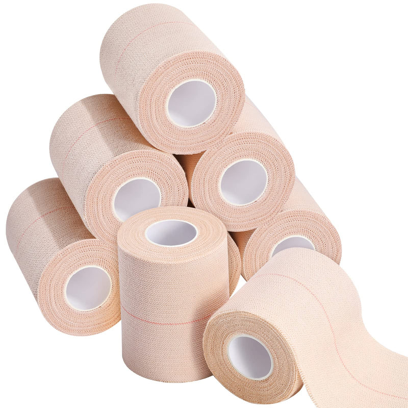 8 Rolls Elastic Adhesive Bandage Tape Medical Bandage Wrap Athletic Tape Sports Tape Flexible Stretch Skin Tape Bandages Strips for Ankle, Knee, Wrist Sprains Animal Pets (4 Inch x 5 Yard) 4 Inch x 5 Yard