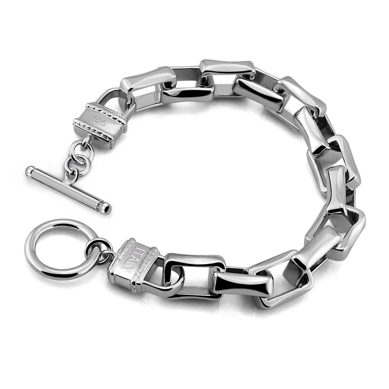 H&Beautimer Solid 925 Silver Bracelet Italian Handmade 0.35/0.4 Inch Box Chain Bracelet for Men's 7,7.5,8,8.5,9,9.5,10 Inch Hip Hop Style Jewelry 7.5 inches - BeesActive Australia