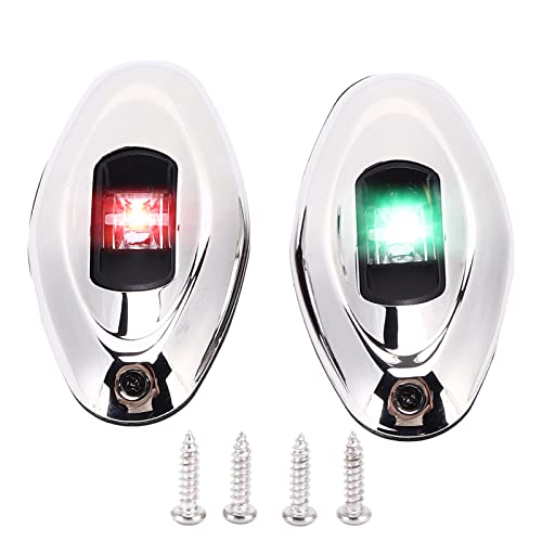 Evgatsauto Boat Navigation Light, 316 Stainless Steel Rubber Pad Bow Light Led Green Red Ip66 1 Nautical Mile Visibility Sailing Lamp, For Pontoons Yachts