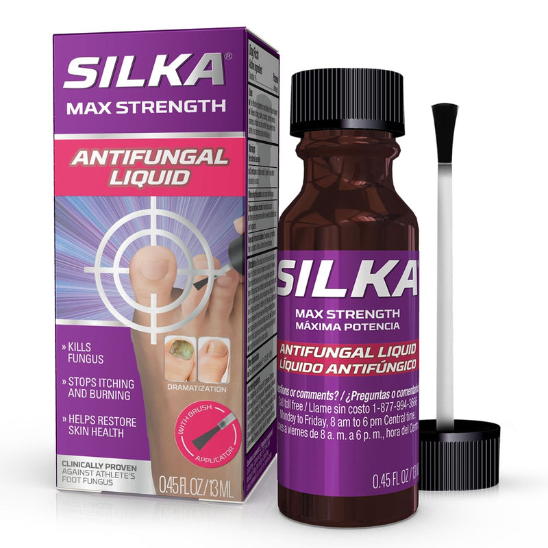 SILKA Max Strength Antifungal Liquid for Toenail Health with Brush Applicator, Results in 1 Week, Nail Fungus Treatment for Damaged Toenails, Athlete's Foot Treatment, Tolnaftate 1% 0.45 Fl Oz 0.45 Ounce (Pack of 1) - BeesActive Australia