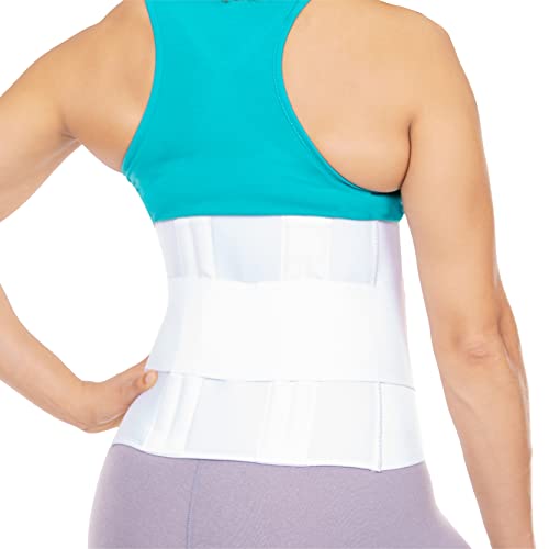 BraceAbility Low Back Compression Brace - Wraparound Lumbar Support Belt for Herniated or Bulging Discs, Pinched Nerve Pain Relief, Degenerative Disc Disease and Hip Strains for Men and Women (L) L