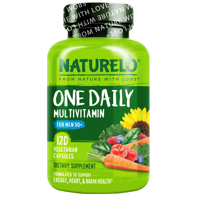 NATURELO Multivitamin for Men 50+ - One Daily, 120 Vegetarian Capsules | Vitamins, Minerals & Organic Whole Foods, Boost Energy and Health, Non-GMO 120 Count (Pack of 1)