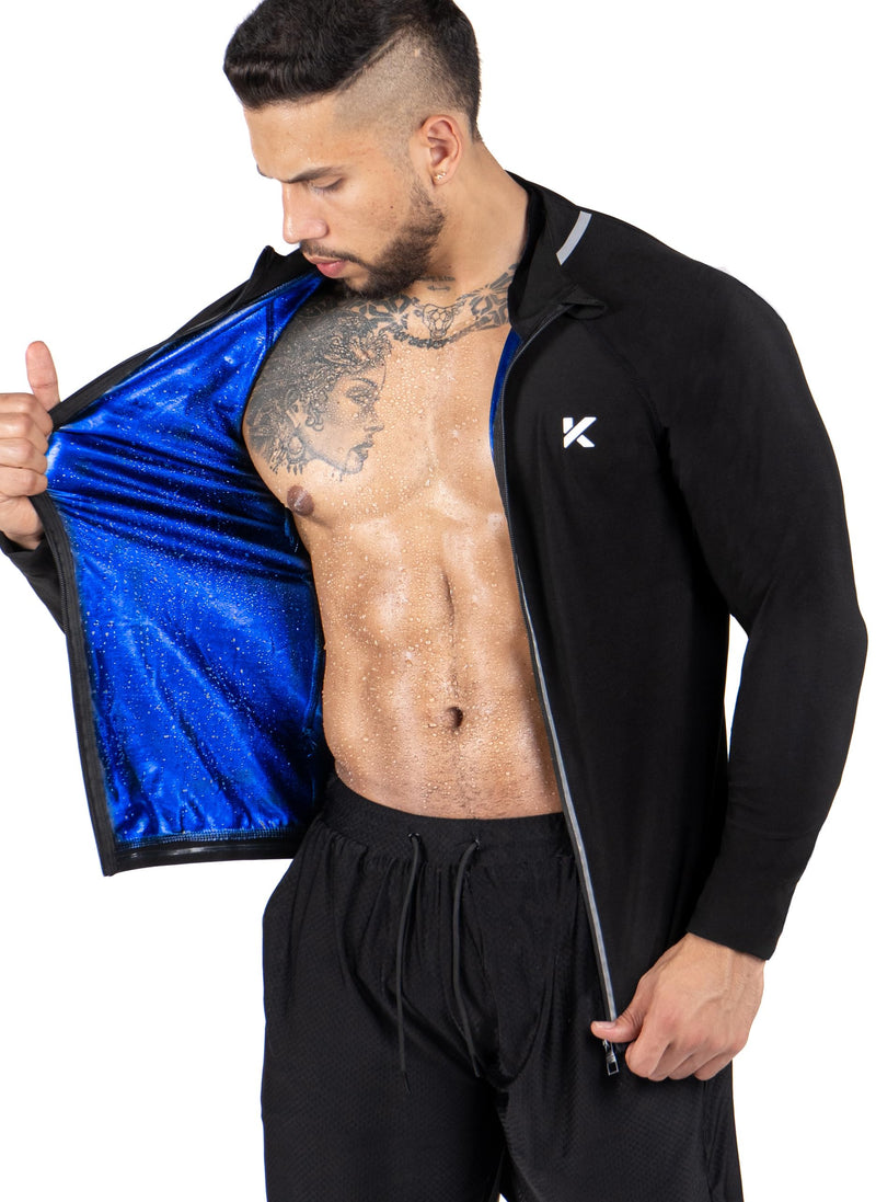 Kewlioo Pro Men's Heat Trapping Sauna Suit For Men, Sauna Long Sleeve Sauna Shirt for Gym, Workouts Black Jacket XX-Large