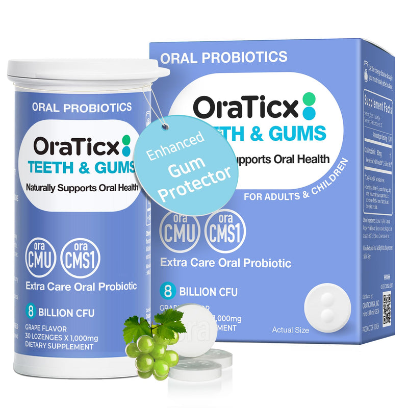 Teeth & Gums Dental Probiotic, Naturally Supports Oral Health and Immunity, Oral Probiotics Supplement 8 Billion CFU, Grape Flavor 30 Lozenges 1-PK - BeesActive Australia