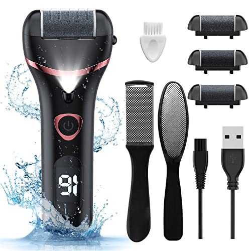 Electric Foot Callus Remover, Rechargeable Foot Scrubber File Pedicure Kits Black