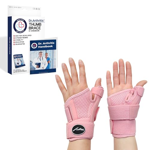 Doctor Developed Ergonomical Thumb Brace 2 pack Support Right Hand or Left Hand for Arthritis Pain and Support, Thumb Spica Splint for Trigger Thumb, Thumb Stabilizer for Tendonitis, Sprain (Pink) Pink, 2 Pack