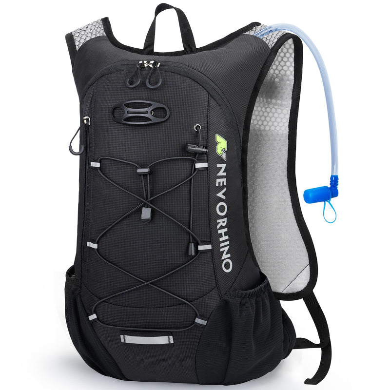 Lightweight Hydration Backpack, Running Backpack with 2L Water Bladder, Hydro Water Daypack for Cycling Hiking Rave for Men Women Black