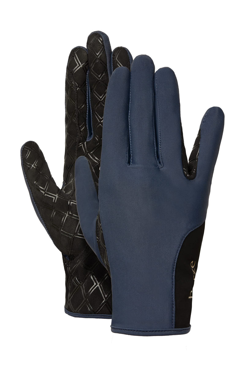 HORZE Lianna Women's Equestrian Stretch Riding Gloves with Silicone Grip Obscure Night Dark Blue 9 - BeesActive Australia