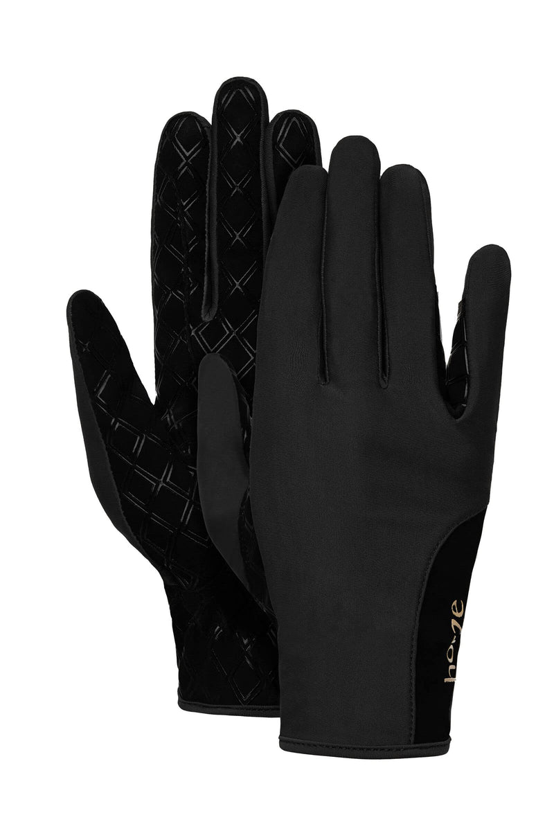 HORZE Lianna Women's Equestrian Stretch Riding Gloves with Silicone Grip Black 9 - BeesActive Australia