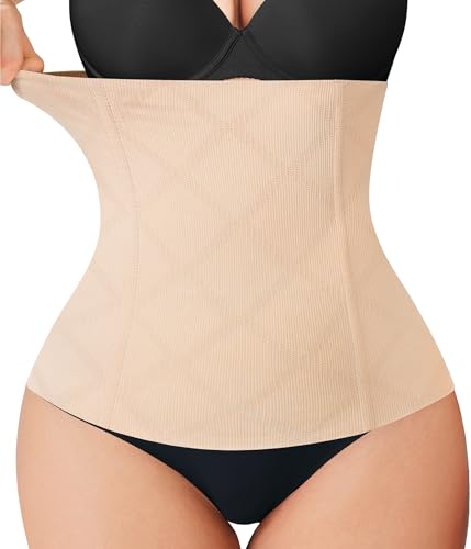 Nebility Women's Waist Trainer Tummy Control Waist Cincher Slim Body Shaper Large Beige Without Hook
