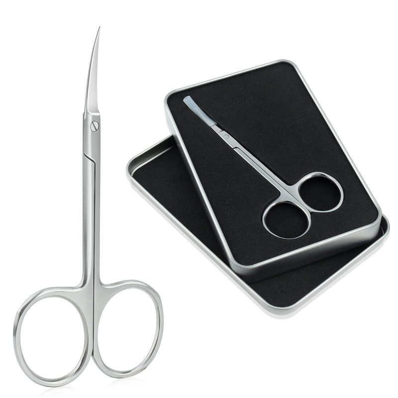 Qunzhao Cuticle Scissors for Women and Men Curved Stainless Steel with Tip Grooming Blades Manicure Nail for Dry Skin Nail Scissors (2) 02 - BeesActive Australia