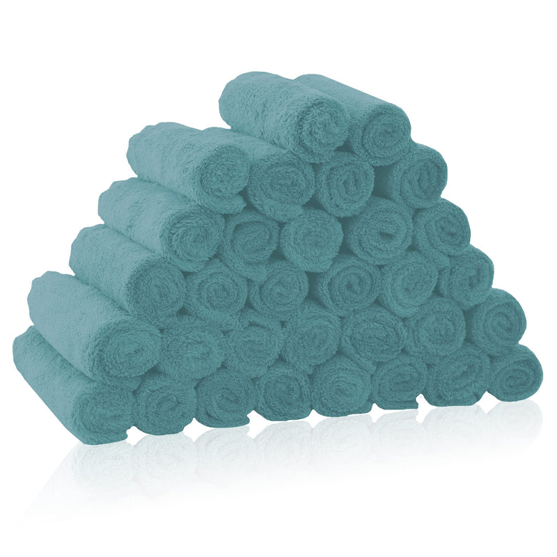 32 Pack Baby Washcloths - Luxury Coral Fleece - Absorbent and Soft Wash Clothes for Newborns, Infants and Toddlers Baby boy and girl - Suitable for Sensitive Skin and New Born - Teal, 10x10 Inch 10x10 Inch (Pack of 32) - BeesActive Australia
