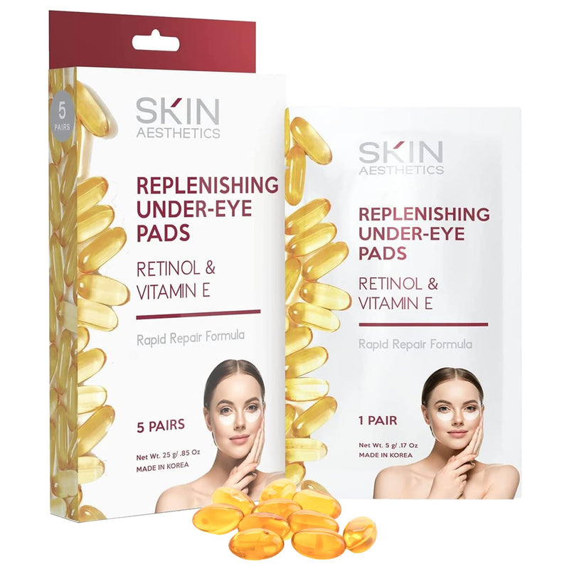 Retinol & Vitamin E Under Eye Patches - Reduces Wrinkles, Fine Lines & Eye Bags, Repairs Skin - Dermatologist Tested Korean Skincare - Clean Beauty, Cruelty-Free - 5 Pairs Retinol & Vitamin E