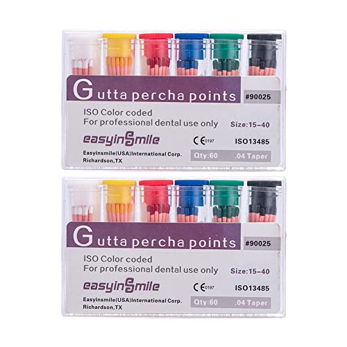 SNAWOP Gutta Percha Paper Points 2 Packs .02/.04/.06 Taper for Dental Endodontic Root Canal Treatment (#15-40, .04 Taper) #15-40