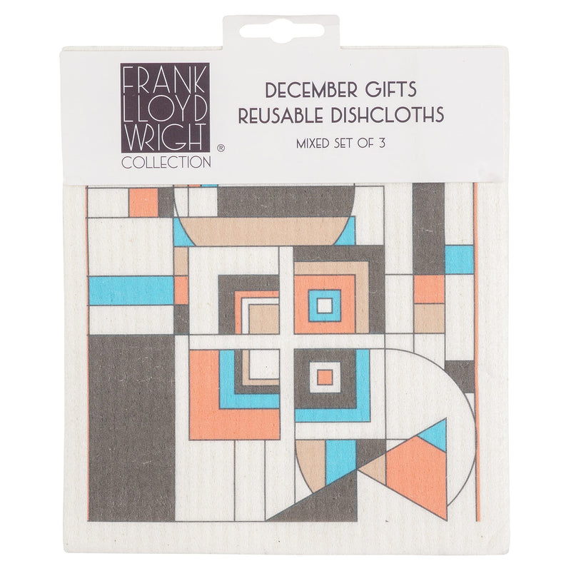 KAF Home Frank Lloyd Wright Swedish Dish Cloths (6.7 x 7.5-inch) - Set of 3 Reusable, Absorbent Cellulose Sponge Towels for Kitchen, Cleaning Counters, and Washing Dishes (December Gifts) - BeesActive Australia