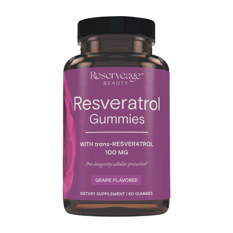 Reserveage Beauty - Resveratrol Gummies 100 mg, Antioxidant Supplement for Heart Health, Antioxidant Supplement Supports Healthy Aging, Vegan - 1 Pack 60 Count (Pack of 1)
