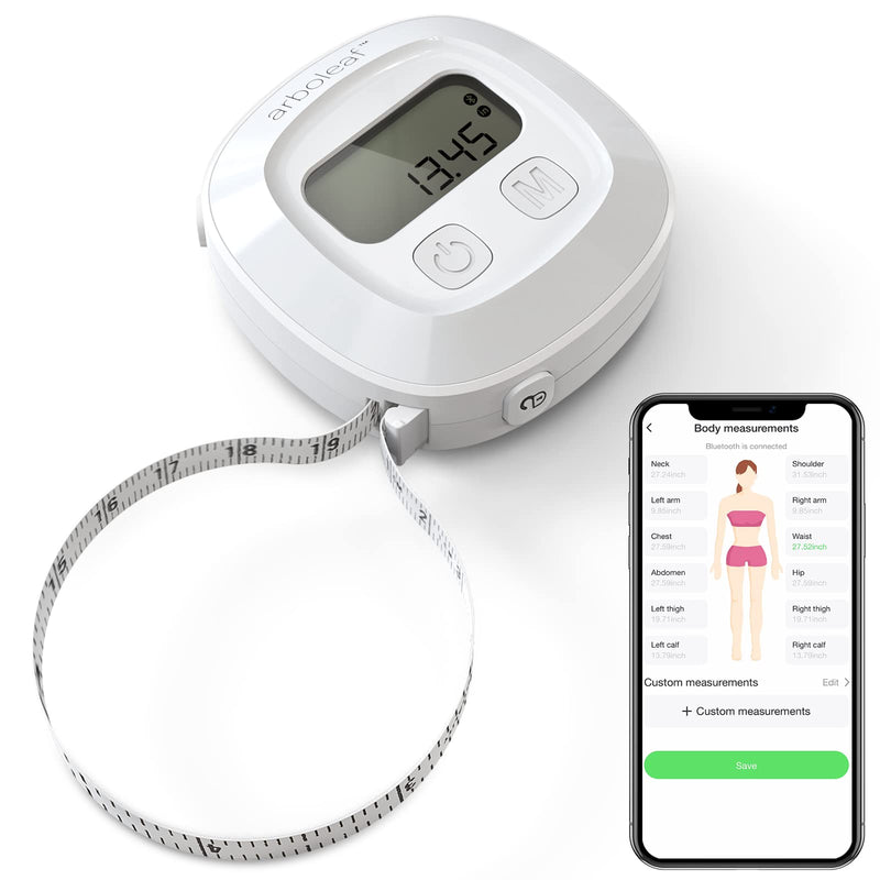 arboleaf Digital Body Tape Measure, 60in Body Measuring Tape, Bluetooth Measuring Tape for Body Measurements with App, Body Fat Measurement Device for Weight Loss, Locking, Retractable - BeesActive Australia