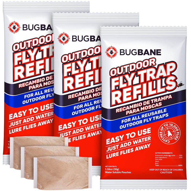 Fly Trap Bait Refills 3x30g. Natural Fly Magnet Bait Refill for All Reusable Outdoor Fly Traps. Fly Bait Refill Packets Fly Attractant Fly Bait Granules. Fly Trap Attractant - BeesActive Australia