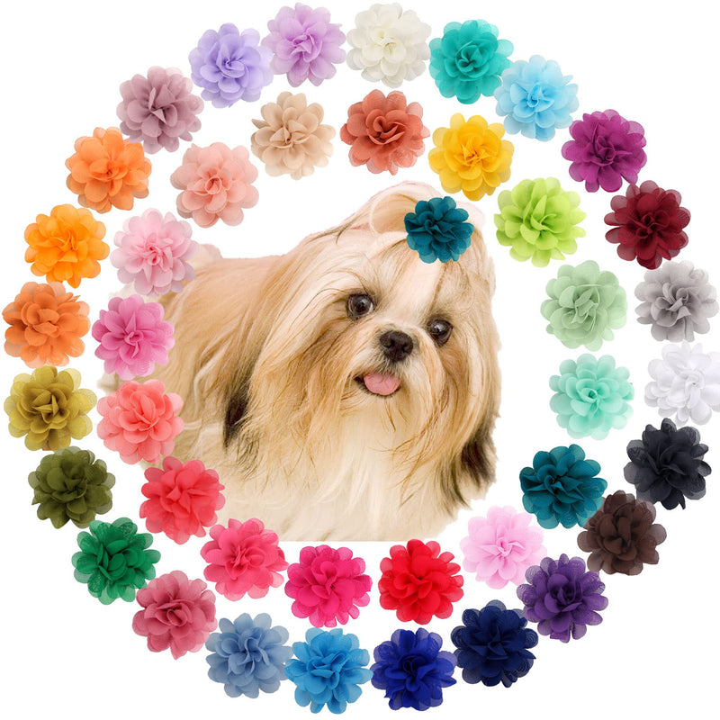 kangaroo 40 Colors Flower Small Dogs Hair Bows Hair Ties Cat Puppy Party Birthday Grooming Hair Accessories Seamless Hair Ties - BeesActive Australia