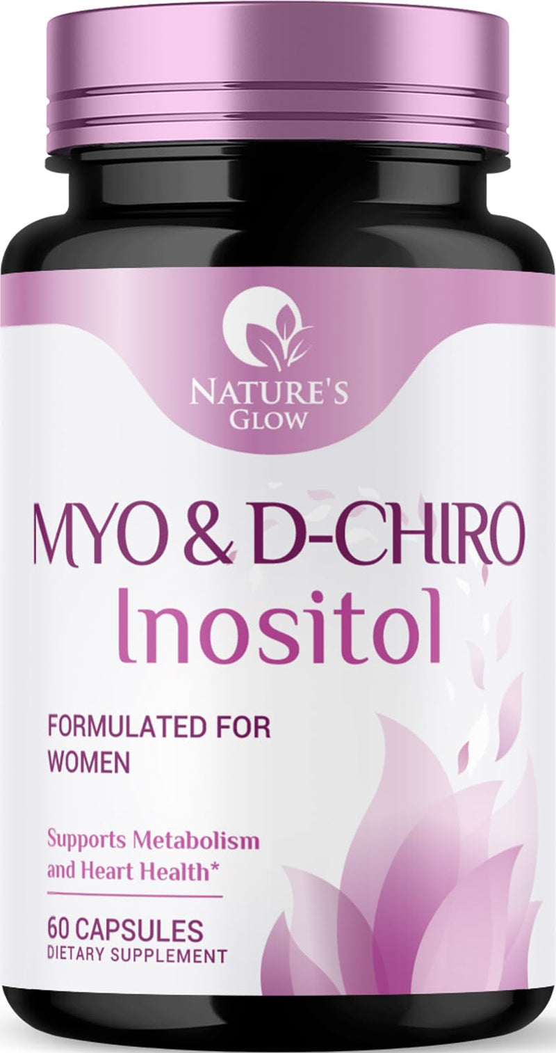 Myo-Inositol & D-Chiro Inositol 1025mg - 40:1 Ideal Ratio for Ovarian Support, Vegan Myo & D Chiro Supplement for Women's Natural Balance and Hormone Support, Vitamin B8, Non-GMO - 60 Capsules 60 Count (Pack of 1)