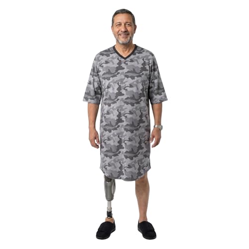 Silverts Men's Adaptive Open Back Hospital Gown, Assisted Dressing Apparel 3X-Large Classy Camo