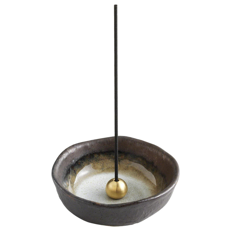 Asayu Japan Small Mini Incense Holder for Sticks 3.3 inch (83mm), Made in Japan Ceramic Ash Catcher & Brass Incense Burner Set for Relaxation, Decor - Small Zen Incense Holder - BeesActive Australia