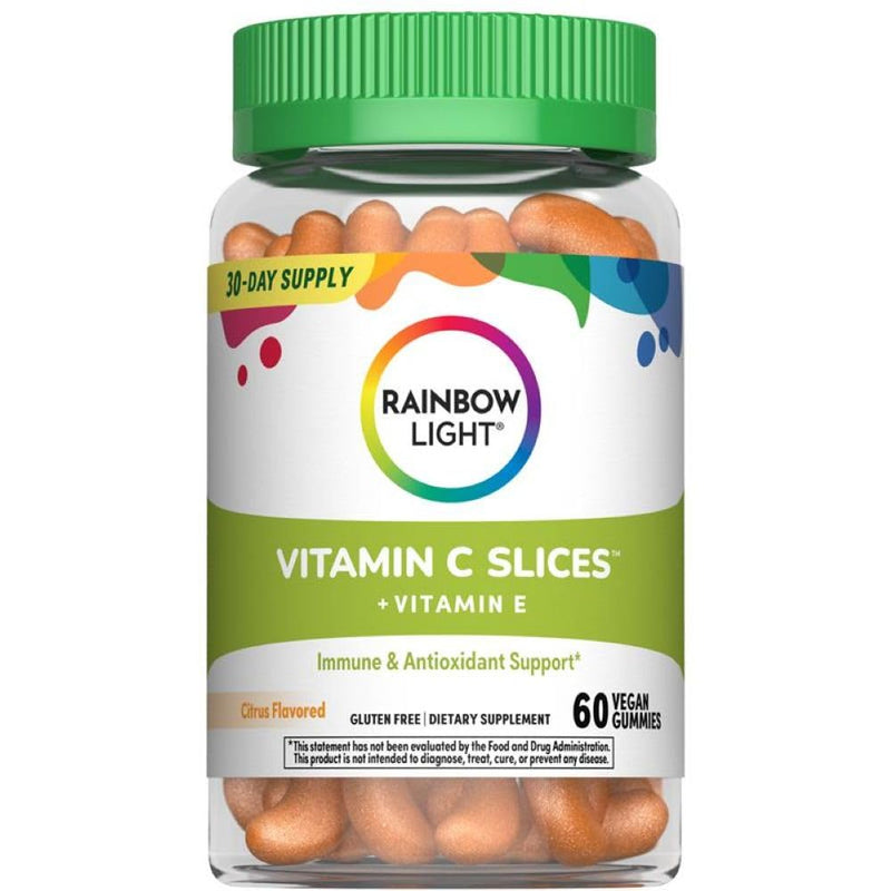 Rainbow Light Vitamin C Gummies | 60 Count | Citrus Flavored | with Vitamin E | Immune & Antioxidant Support for Adults and Kids