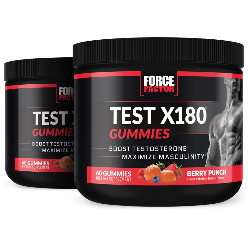 Force Factor Test X180 Gummies Testosterone Booster for Men 60 Count (Pack of 2)