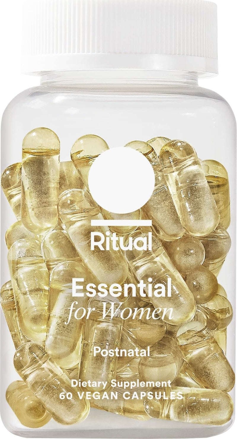 Ritual Women's Postnatal Multivitamin - 60 Capsules - 30 Servings | Key Essential Vitamins and Minerals - Support Mom and Baby Postpartum, Throughout Lactation* - Choline, DHA - Vegan - Mint 60 Count (Pack of 1)