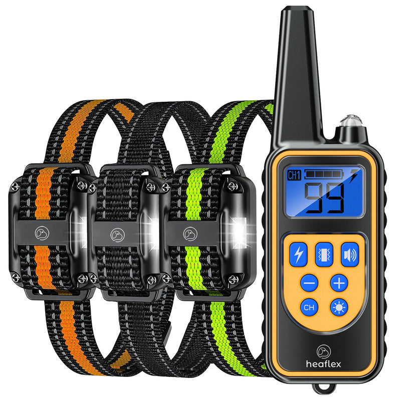 Dog Shock Collar with Remote, Dog Training Electric Collar, Waterproof Rechargeable, 1640ft Dog Shock Collar with LED Light, Beep, Vibration, Shock for Medium/Large 3 Electronic Collars Dogs for 3 dogs - BeesActive Australia