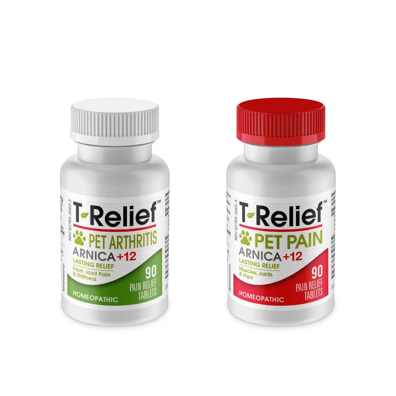 MediNatura Plant-Powered Pet Pain Relief Bundle T-Relief Pet Pain Tablets (90) + T-Relief Pet Arthritis (90) 12 Plant-Based Homeopathic Pain Relievers with Arnica - Support for Muscles, Joints + HIPS - PawsPlanet Australia