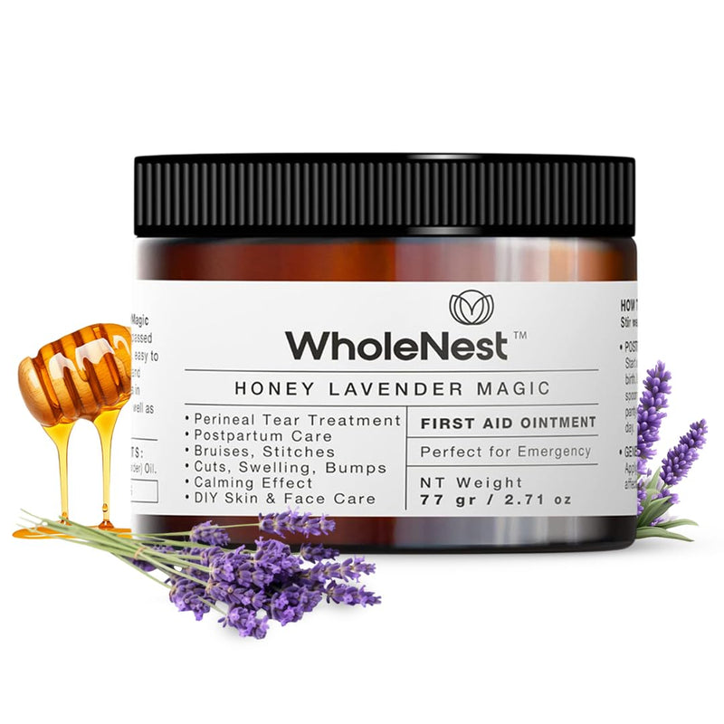 Honey Lavender Perineal Balm | Multi-Purpose Natural Healing Balm | Ideal for Postpartum, Kitchen Burns, Ingrown Toenails & After-Birth Recovery | Gentle Botanical Family Care – 2.71 oz