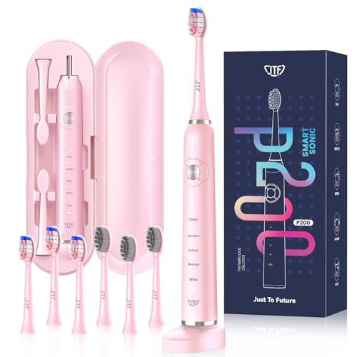 JTF Electric Toothbrush for Adults with 5 Professional Modes & Smart Timer Pink