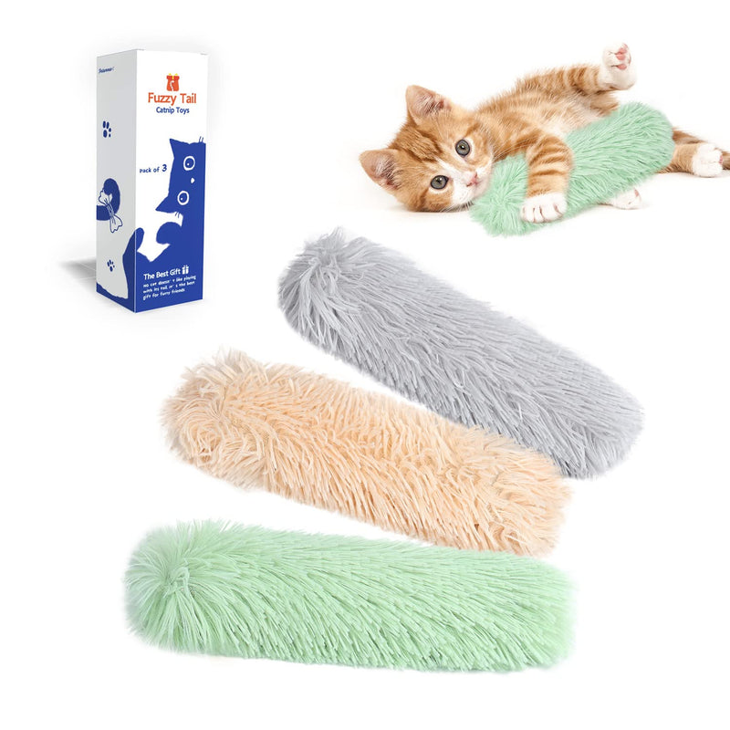 Potaroma Cat Toys Cat Pillows, 3 Pack Soft and Durable Crinkle Sound Catnip Toys, Interactive Cat Kicker Toys for Indoor Cats, Promotes Kitten Exercise Green Yellow Violet - BeesActive Australia