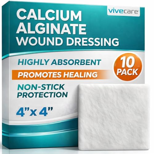 ViveCare Calcium Alginate Wound Dressing 4" x 4" (10 Pack)- Individually 4” x 4”