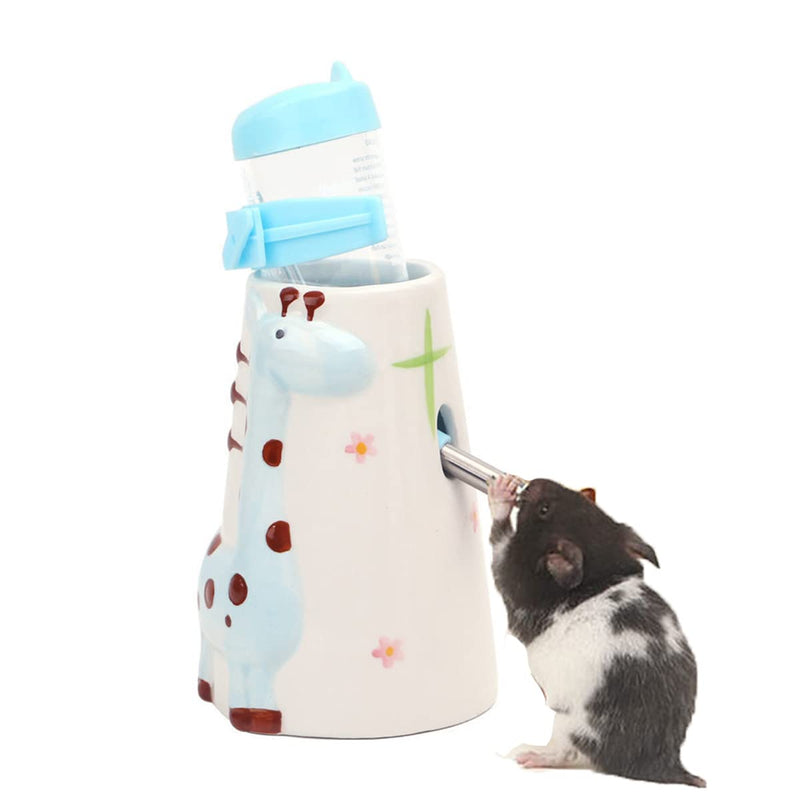 Hamster Water Bottle Small Animal Standing Water Dispenser Ceramic Base Cage Hanging Water Feeding Bottles Auto Dispenser for Hamster Guinea Pig Squirrel Rabbit Hedgehog (Blue) Blue - BeesActive Australia