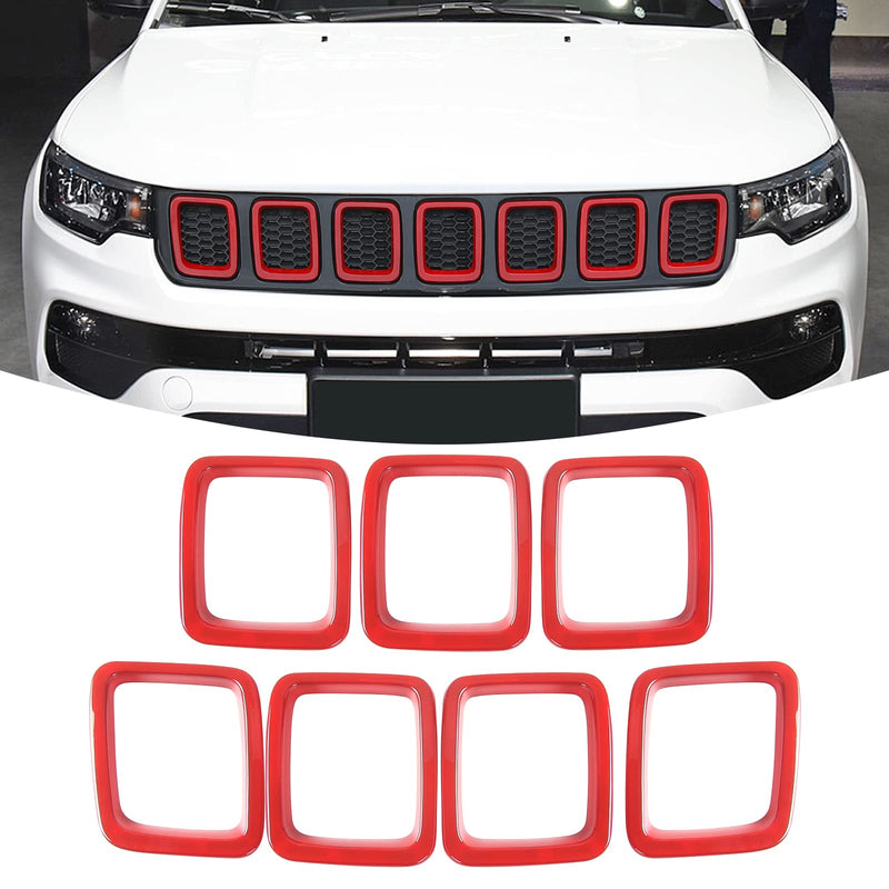 JeCar Grille Inserts ABS Front Grill Cover Exterior Accessories for Jeep Compass MP 2017-2020, Red - BeesActive Australia