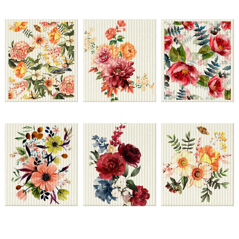 6 Pcs Swedish Kitchen Dish Cloths Kitchen Towels Reusable Sponge Cleaning Cloths Wipes Absorbent Dish Cloth Quick Drying Washable Decorative Tea Towels No Odor Bar Hand Towel (Flower) Flower - BeesActive Australia