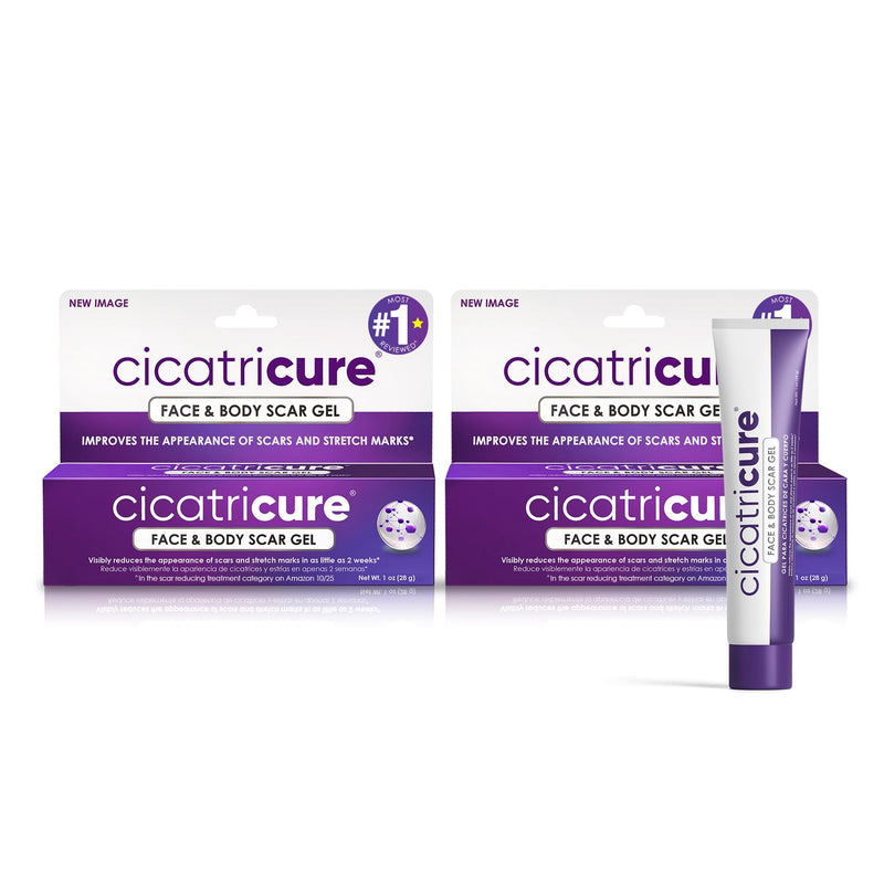 Cicatricure Advanced Scar Gel for Face & Body - Proven Results in 2 Weeks, Scar Treatment for Surgical Scars, Stretch Marks, Scars of Burns and Injuries, Acne Scar Treatment, 1 oz (28 g) - Pack of 2 (Pack of 2)