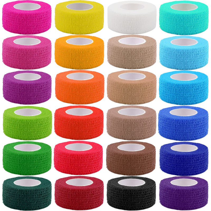 24 Pack Self Adhesive Bandage Wrap,Cohesive Wrap Bandages,Self Adherent Wrap 1 Inch X 5 Yards,Breathable Stretch Sports Tape,Elastic Self Adhesive Tape for Sports Wrist Ankle Athletic - BeesActive Australia
