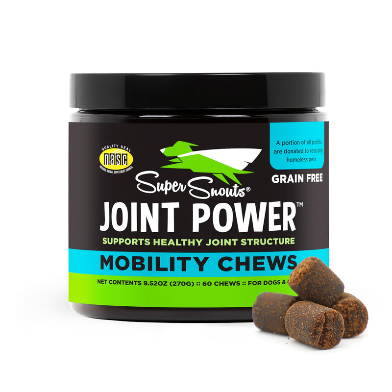 Super Snouts Joint Power – 60 Soft Chews – Joint Supplement for Dogs and Cats with Green Lipped Mussel Helps Ease Discomfort & Stiffness– Made in The USA - PawsPlanet Australia