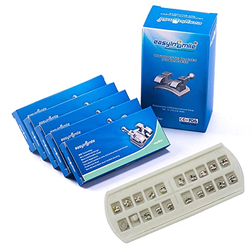 SNAWOP Dental Orthodontic Brackets Mini Metal Tooth Braces Roth/MBT (5 Packs Roth 022 3-4-5 with Hooks) 5 Packs Roth 022 3-4-5 with Hooks
