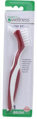Denture Cleaning Brush, Dual Bristle Heads, with Deep Clean Pick, Assorted Colors - BeesActive Australia