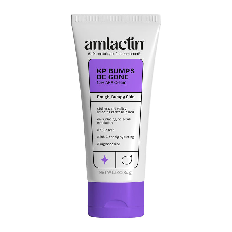 AmLactin KP Bumps Be Gone - Therapeutic Body Cream for Keratosis Pilaris - No-Scrub Exfoliator and Body Moisturizer for Dry Skin with 15% Lactic Acid AHA, 3 oz (Packaging May Vary) 3 Ounce (Pack of 1)