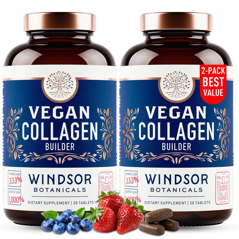 Vegan Collagen for Women and Men - Organic Superfood, Amino Acids Glycine, Lysine, Proline for Healthy Skin, Hair, Nails - Plant-Based Collagen Booster Supplements - 60 Gluten-Free Vegetarian Pills