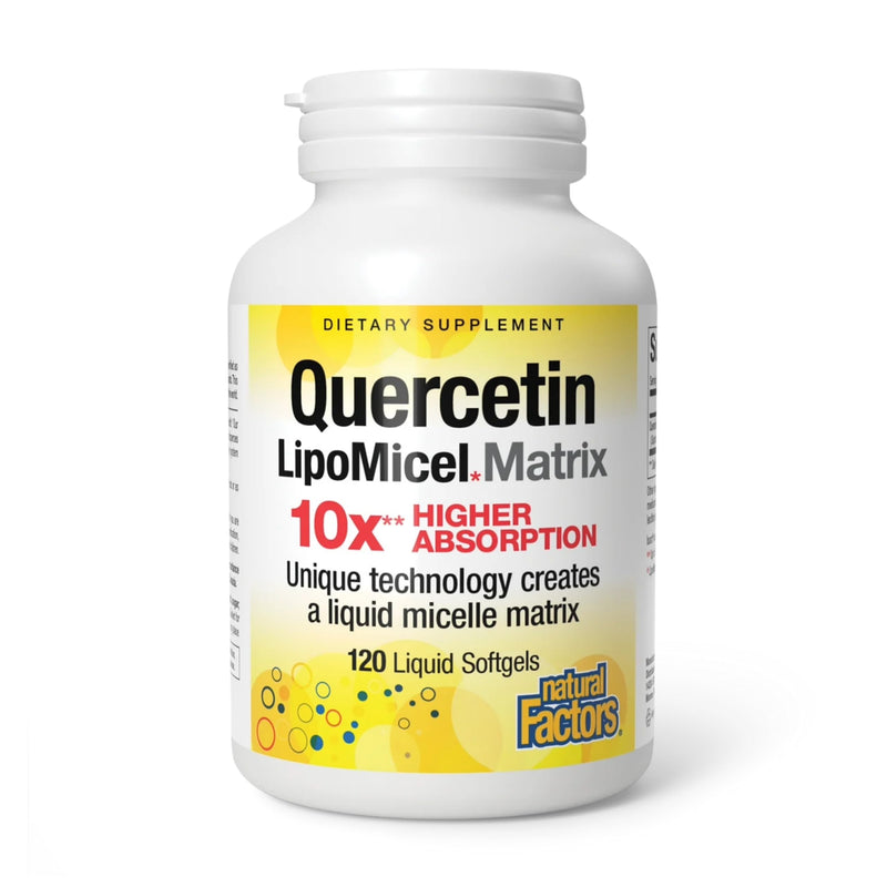 Natural Factors Quercetin LipoMicel Matrix - Supports Immune Health & Capillary Health - Antioxidant Support Supplement with Highly Absorbable Quercetin - 120 Softgels (120 Servings) 120 Count (Pack of 1)